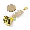 Natural Quartz Crystal & Prehnite Chips & Alloy Bowknot Kcychain HJEW-JM01313-01-2
