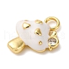 Brass Micro Pave Clear Cubic Zirconia Enamel Pendants KK-I276-26G-02-2
