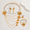 Elegant Alloy Flower Bracelets & Earrings & Necklaces & Rings Set for Women's Wedding Party VN7733-2