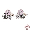 925 Sterling Silver Enamel Stud Earrings EJEW-FF0006-02-6