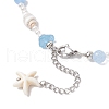 Summer Natural Dyed Aquamarine & Round White Jade & Natural Sea Shell & Shell Pearl Beaded Necklaces NJEW-JN05269-6