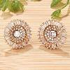 Flat Round Brass Micro Pave Clear Cubic Zirconia Stud Earrings for Women EJEW-G428-13G-3