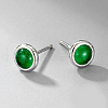 Vintage S925 Sterling Silver Cubic Zirconia Flat Round Stud Earrings XK7625-1-4