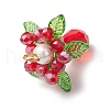 Glass with Round Shell Pearl and Acrylic Charms Pendants PALLOY-MZ00647-01-4