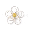 4Pcs 4 Styles Natural Amethyst & Quartz Crystal & Green Aventurine & Carnelian Round Copper Wire Wrapped Flower Pendants PALLOY-TA00259-3