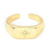 Clear Cubic Zirconia Star Signet Open Cuff Ring RJEW-I083-08G-2