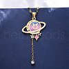 304 Stainless Steel Hot Pearl Enamel Constellation Planet Pendant Necklaces NJEW-D310-01C-G-5