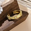 Brass Micro Pave Clear Cubic Zirconia Cuff Rings for Women RJEW-Q009-11G-4