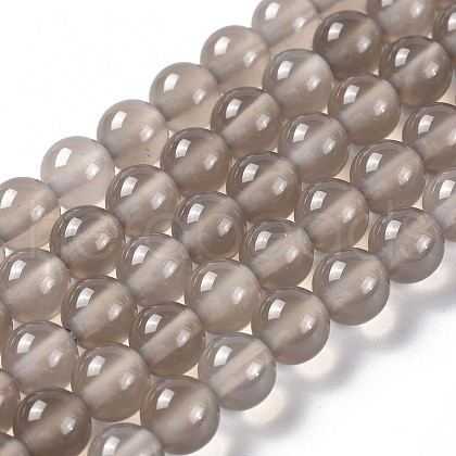 Natural Grey Agate Bead Strands G-R193-12-6mm-1