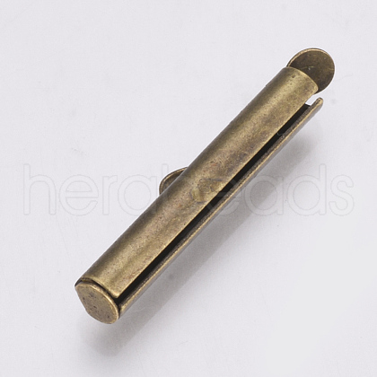 Brass Slide On End Clasp Tubes KK-Q747-11G-AB-1
