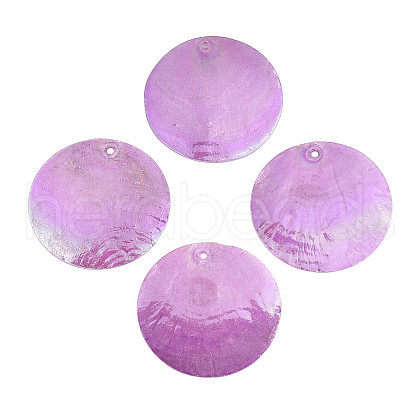 Spray Painted Natural Capiz Shell Pendants SSHEL-T017-15A-1