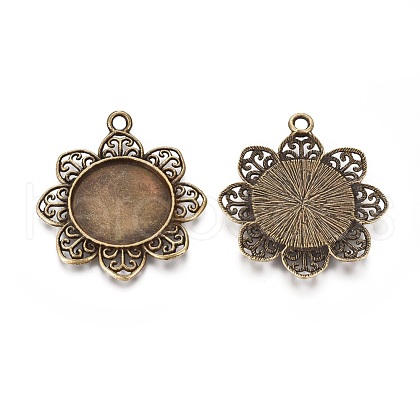 Tibetan Style Alloy Pendant Cabochon Settings TIBE-T003-03AB-NR-1