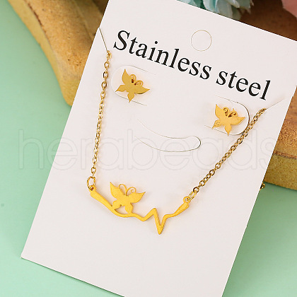 Stainless Steel Pendant Necklace & Stud Earring FS-WGABA87-07-1