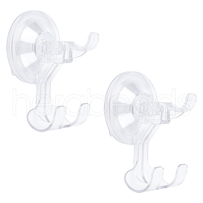 Transparent Plastic Suction Cup Hook Hangers AJEW-WH0312-92-1