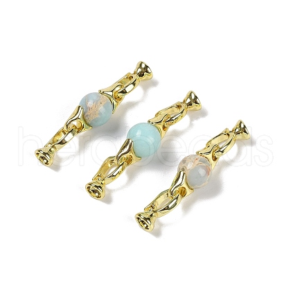 Natural Shoushan Stone with Brass Fold Over Clasps G-G141-03G-07-1