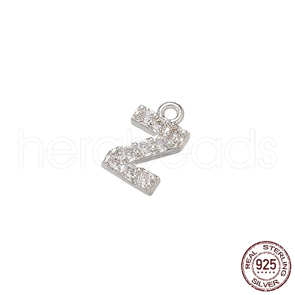 Real Platinum Plated Rhodium Plated 925 Sterling Silver Micro Pave Clear Cubic Zirconia Charms STER-P054-10P-Z-1