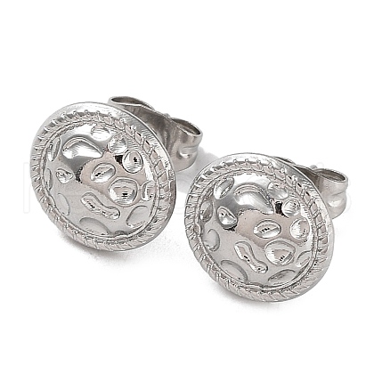 Non-Tarnish 304 Stainless Steel Flat Round Button Ear Studs for Women EJEW-P234-10P-1