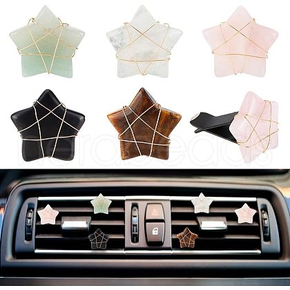 5Pcs Star Gemstone Car Air Vent Clips AJEW-PH00496-01-1