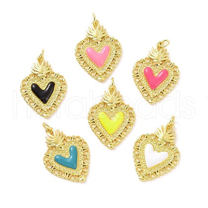 Rack Plating Brass Enamel Pendants KK-C008-15G-1