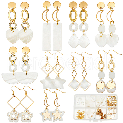 SUNNYCLUE DIY Shell & Stainless Steel Dangle Earring Making Kits DIY-SC0026-52-1