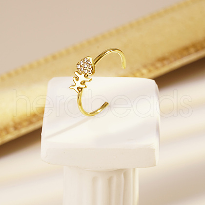 Stainless Steel with Rhinestone Adjustable Cuff Rings for Women MT3603-1