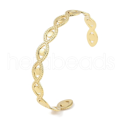 304 Stainless Steel Hollow Eye Open Cuff Bangles for Women BJEW-C071-11G-1