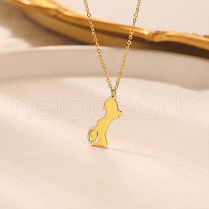 Mother's Day Stainless Steel Mother Child Silhouette Ppregnant Pendant Necklaces for Women AS6922-1-1