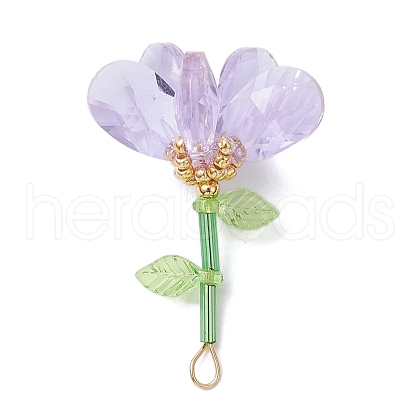 Handmade Glass Beaded Flower Pendants PALLOY-MZ00742-02-1
