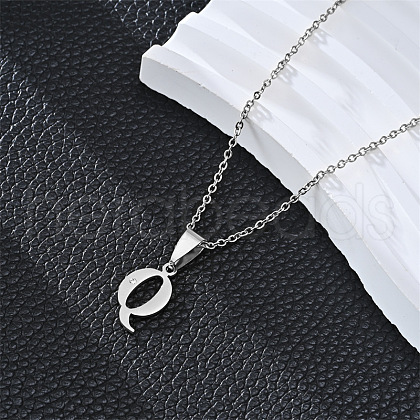 201 Stainless Steel Crystal Rhinestone Initial Pendant Necklaces FS-WG28760-11-1