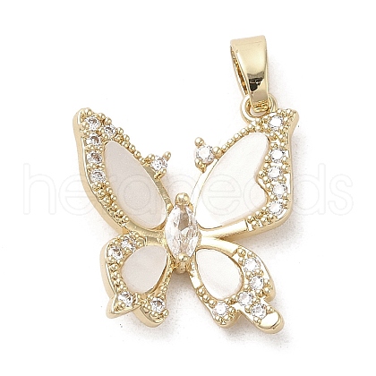 Brass Micro Pave Clear Cubic Zirconia Pendants KK-M275-09G-1