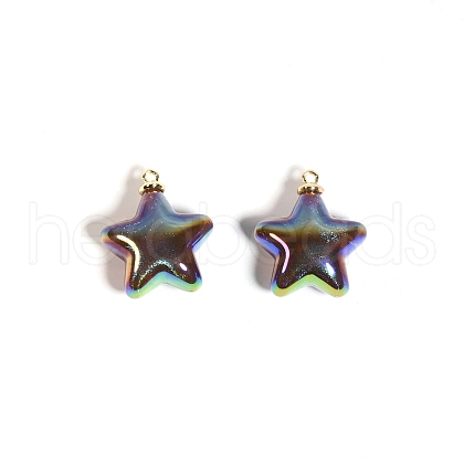 10Pcs UV Plated Iridescent Opaque Resin Pendants PW-WG9DE9F-09-1