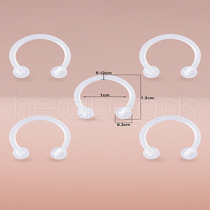 5Pcs Acrylic Round Ball Circular/Horseshoe Barbell Nose Rings WG9532E-09-1