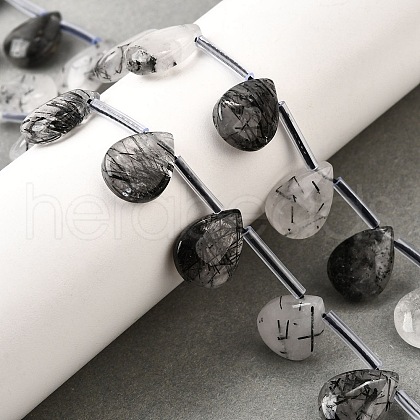 Natural Tourmalinated Quartz Beads Strands G-Q183-B10-01-1