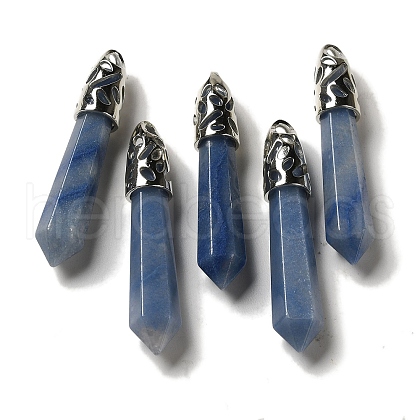 Natural Blue Aventurine Pointed Big Pendants G-Z055-01P-01-1