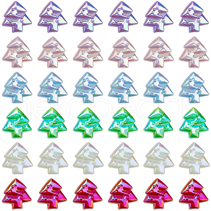 SOFPLATE 48Pcs 6 Colors Christmas Rainbow Iridescent Plating Acrylic Beads MACR-SP0001-34-1