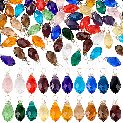 120Pcs 20 Colors Glass Pendant PALLOY-PH01677-1