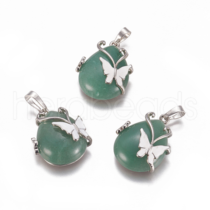 Natural Green Aventurine Pendants G-K296-B06-1