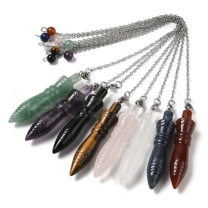 Mixed Natural Gemstone Pointed Dowsing Pendulums G-F758-F-P-1