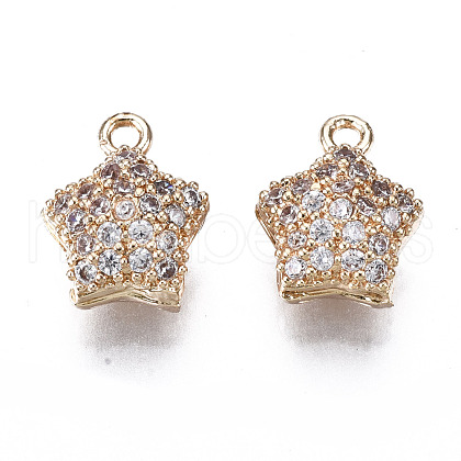 Hollow Brass Micro Pave Clear Cubic Zirconia Charms KK-S359-142-RS-1