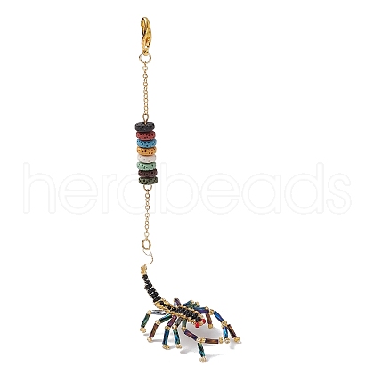 Scorpion Glass Seed Beads Pendant Decoration HJEW-MZ00121-01-1