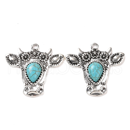 Synthetic Turquoise Pendants PALLOY-K001-046-1
