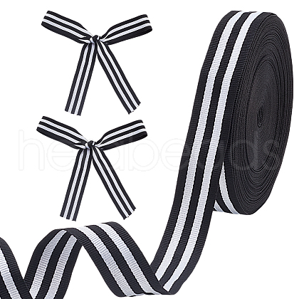 GOMAKERER 25 Yards Polyester Striped Ribbons OCOR-GO0001-29B-1