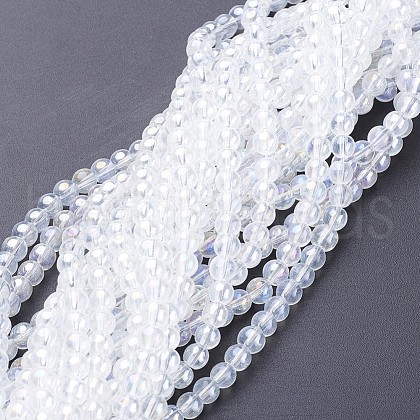 Glass Beads Strands GR4mm01Y-AB-1