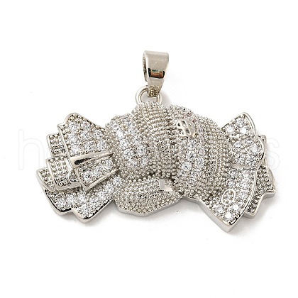 Brass Micro Pave Cubic Zirconia Pendants KK-P250-37P-1