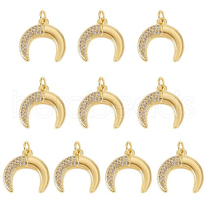 10Pcs Rack Plating Brass Micro Pave Cubic Zirconia Pendants KK-SZ0001-80-1