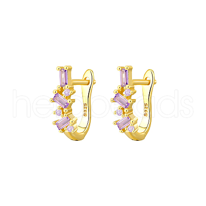 Elegant Geometric 925 Sterling Silver Cubic Zirconia Hoop Earrings TC0914-7-1