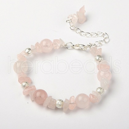 Rose Quartz Bracelets BJEW-JB01391-04-1