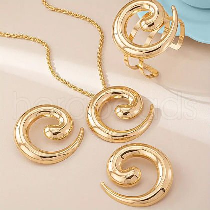 Vortex Alloy Pendant Necklace & Stud Earring & Cuff Bangle Sets FS-WGDE200-01-1
