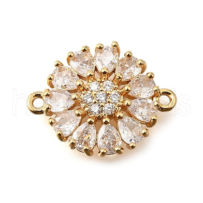 Brass Clear Cubic Zirconia Connector Charms KK-U065-06B-G-1