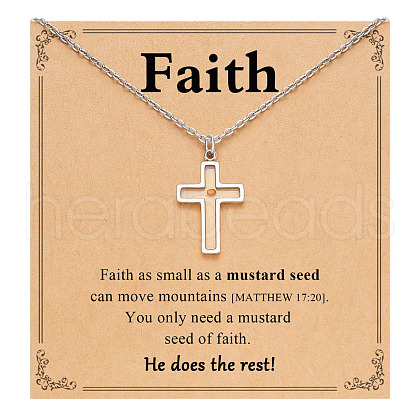 Cross 216 Stainless Steel Mustard Seed Pendant Necklaces for Women WG511AE-02-1